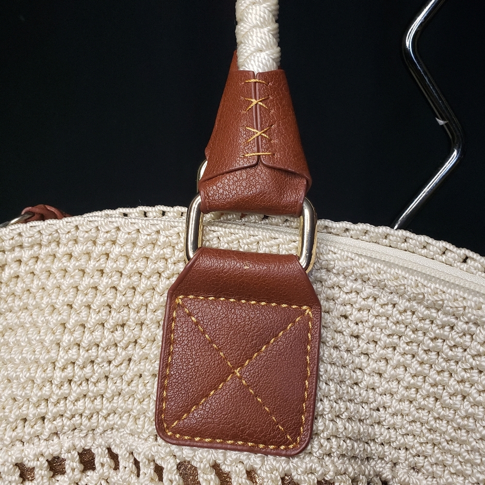 The Sak Crochet Hobo Bag in Cream and Brown - Picture 3 of 12